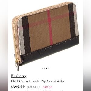 NWT Authentic Burberry Dark Canvas Long Wallet